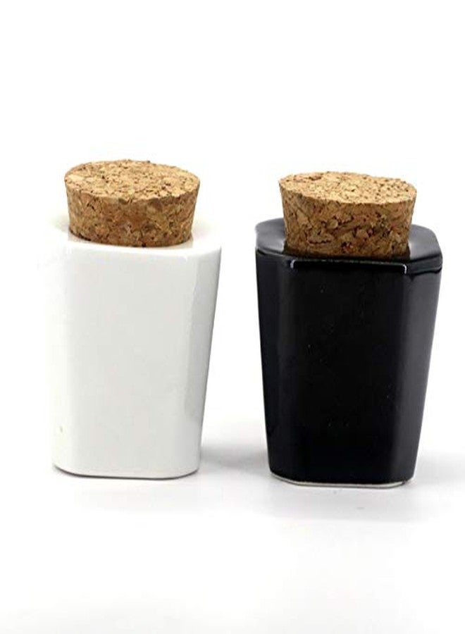 USRommaner 1 Pcs Porcelain Nail Art Dappen Dish,Mini Nail Art Acrylic Liquid Powder Dappen Dish with Anti-evaporation Wooden Cork Top Monomer Dish Glitter Powder Container Holder (White) - Image 5